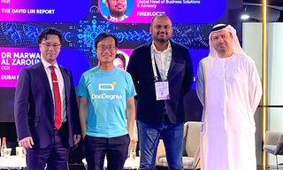 Alvin Kwock (second from left) during the blockchain summit in Dubai (Image: OneInfinity)