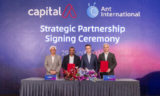 Tan Sri Jamaludin Ibrahim, AirAsia; Tan Sri Tony Fernandes, Capital A; Eric Jing, Ant Group; and Yang Peng, Ant International (from left)