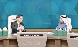 John Lee, HKSAR CE and Khalid Al-Falih, Minister of Investment of Saudi Arabia ((Image: HK Government)