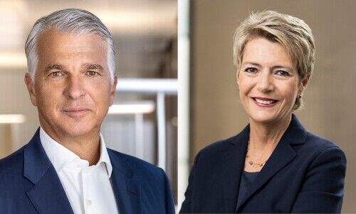 Sergio Ermotti, Karin Keller-Sutter. (Images: Courtesy, Composite: finews.com)