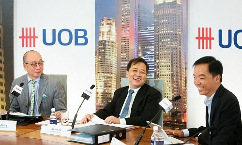 UOB Deputy Chairman and CEO Wee Ee Cheong, UOB Group CFO Lee Wai Fai and UOB’s Head of Digital Bank and Digital Banking, Dennis Khoo 