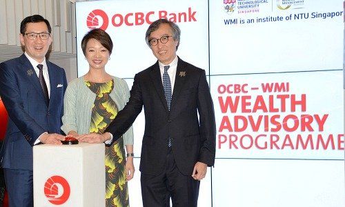 From left: Mr Dennis Tan, Head of Consumer Financial Services Singapore, OCBC Bank; Ms Foo Mee Har, Chief Executive Officer of WMI; and Mr Ching Wei Hong, OCBC Bank’s Chief Operating Officer, launched the OCBC-WMI Wealth Advisory Programme at the OCBC Campus today