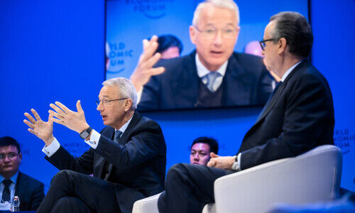 Credit Suisse Chairman Axel Lehmann at the 2023 WEF (Image: Keystone)