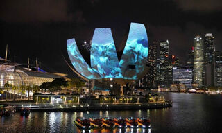 Glacier Dreams, 2023, projected on the façade of ArtScience Museum (Image: RAS)