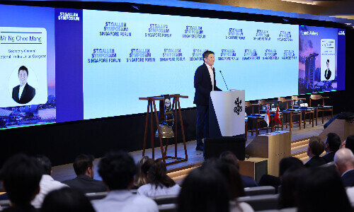 Ng Chee Meng speaking at the St Gallen Symposium Singapore Forum (Image: NTUC) 
