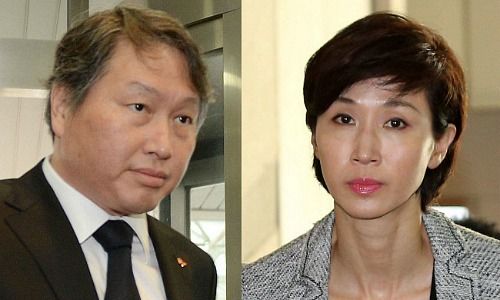 SK Group chairman Chey Tae-won and his wife Roh Soh Yeong