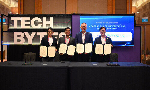 Gerald Heng, Lexagle; Abdul Jabbar bin Karam Din, Rajah & Tann; Lim Kok Kiang, Ngee Ann Polytechnic; Yeong Zee Kin, CEO, Singapore Academy of Law (Image: TechLaw.Fest)
