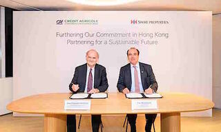 Jean-Francois Deroche and Swire Properties chief executive Tim Blackburn (Left to right; image: Crédit Agricole)