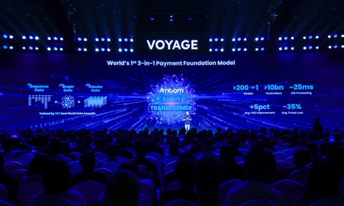 Peng Yang, CEO of Ant International, introduced the company’s payment foundation model  at Ant International's 2026 global merchant event. (Image: courtesy)