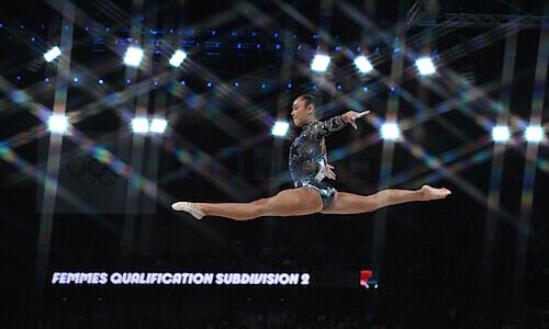 Simone Biles performing at the 2024 Paris Olympics (Image: Shutterstock)