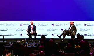 Morgan Stanley CEO Ted Pick and Goldman Sachs CEO David Solomon (Image: HKMA)